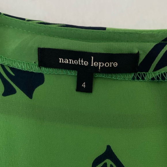 Nanette Lepore Lime and Navy Floral Midi Dress 100%Silk - Picture 14 of 16